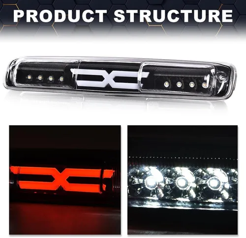 Miniatura 7 de PIT66 Luz de Freno Tercero Compatible con Chevy Silverado 1500 2500 3500 & Modelos HD (99-06 Silverado/Sierra X Lente Transparente)