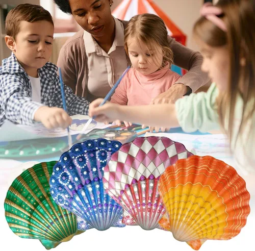 Miniatura 6 de 60 conchas de vieira grandes para manualidades, conchas de almeja de 4 a 5 pulgadas para decoupage playa, conchas marinas blancas naturales a granel