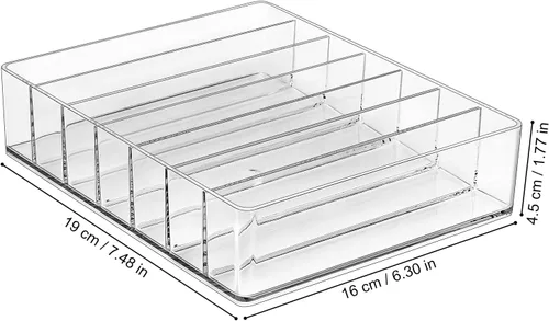 Miniatura 2 de JessLab Organizador de maquillaje para paleta de sombras de ojos y lápiz labial, 7 secciones de acrílico dividido, almacenamiento de cosméticos