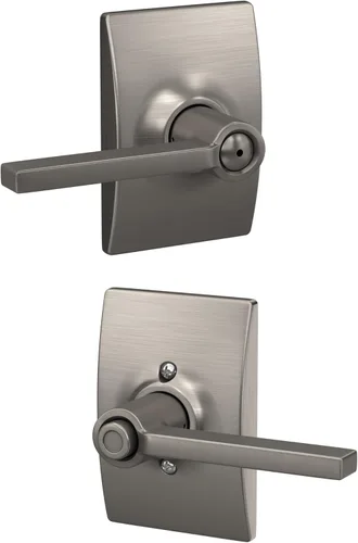 Miniatura 23 de Schlage F10 LAT 626 CEN Latitude - Manilla de puerta con moldura Century, cerradura de paso para pasillo y armario, cromo satinado