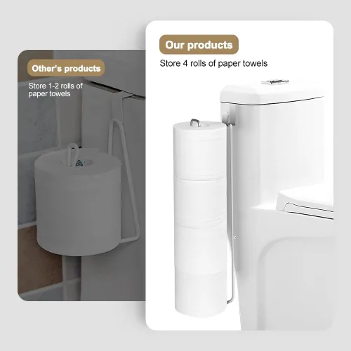 Miniatura 3 de 2 soportes para papel higiénico sobre el tanque para papel higiénico de 4 rollos, soporte de almacenamiento de papel higiénico para baño, soporte
