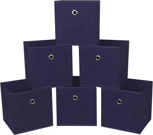 Miniatura 36 de Cubos de Almacenamiento Plegables Negros Contenedores, Cubos de Almacenamiento de Tela de 11 Pulgadas, Cajas de Almacenamiento de Tela, Cubos