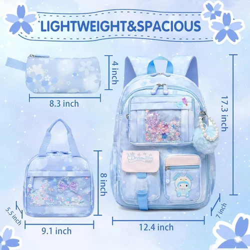 Miniatura 5 de Linda Mochila para Niñas Bolso Escolar para Estudiantes Niños Bolso de Libros con Múltiples Bolsillos Mochila Infantil Resistente a Salpicaduras