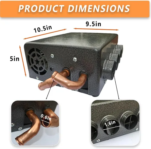 Miniatura 2 de XuSha Calentador de ventilador universal de 8000 BTU, 4 puertos, 12 voltios, calentador de aire, diésel, portátil, de bajo perfil, calentador