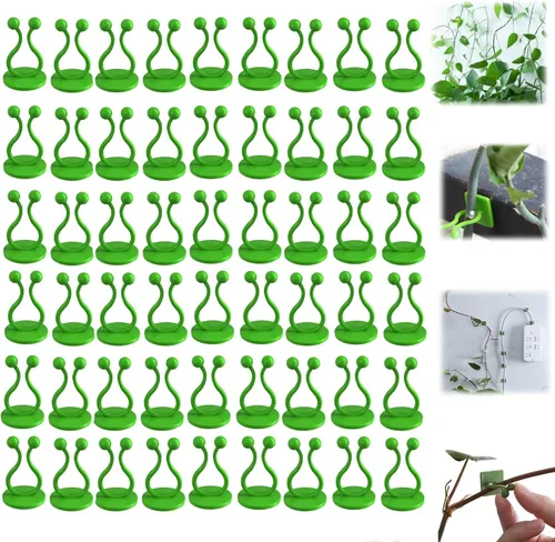 HISKI Clips de pared para escalada de plantas, fijador de plantas verdes con gancho autoadhesivo, clips de pared para plantas trepadoras, clips de