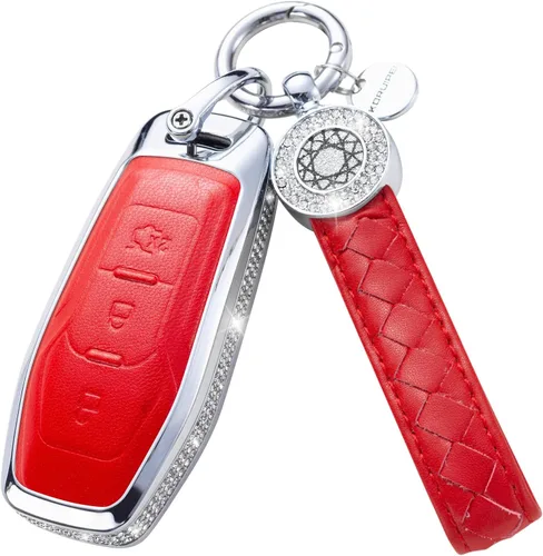 Miniatura 14 de Funda para Llave Ford con Llavero, Protector de Estuche de Llave de Cuero con Cristal Compatible con Ford Fusion F150 F250 F350 F450 F550 Edge