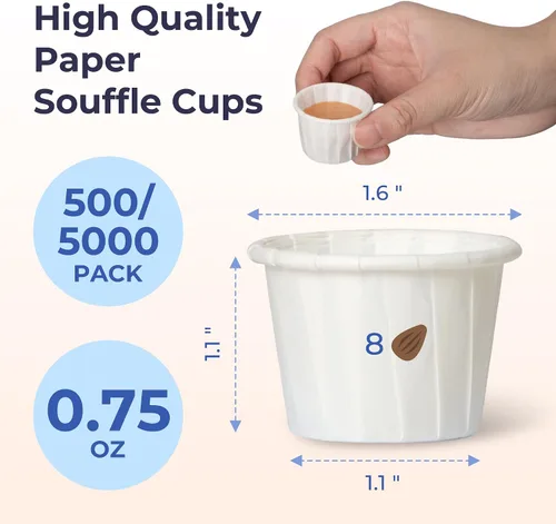 Miniatura 2 de Fit Meal Prep [Paquete de 500] Vasos de papel tratado de 0.75 onzas para porciones de soufflé para muestras de condimentos para medir gelatina shots