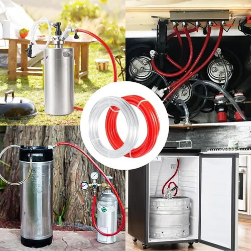 Miniatura 8 de Línea de gas Kegerator de 5 pies y líneas de cerveza de CO2, manguera de gas de CO2 rojo ID de 5/16 pulgadas y líneas de barril de cerveza