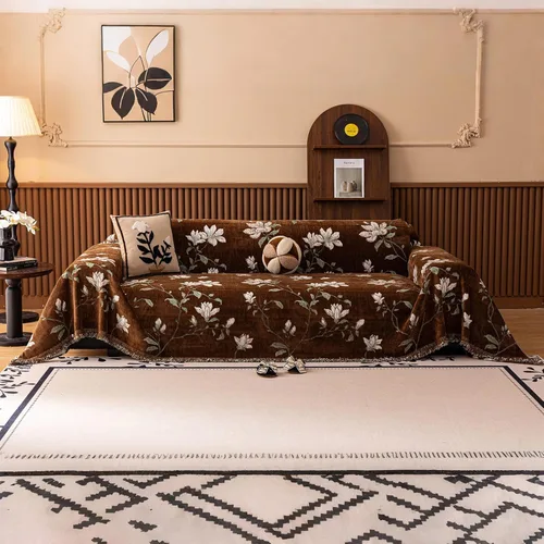 Miniatura 16 de VClife Soft Couch Cover, Vintage Brown Floral Jacquard Couch Covers for Dog, French Cottage Botanical Sofa Cover for 2 Cushion Sofa, Washable