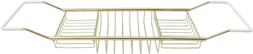 Miniatura 9 de Cabilock Bandeja de baño de acero inoxidable de lujo – Estante de baño moderno expandible de 24.8 pulgadas para bañera con copa de vino y soporte