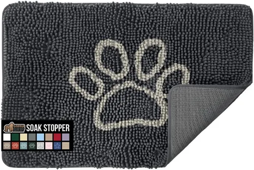Miniatura 77 de GORILLA GRIP SOAKSTOPPER - Tapete para puerta de perro, 30 x 20 pulgadas, lavable a máquina, absorbente, captura la humedad, barro, suciedad, Negro