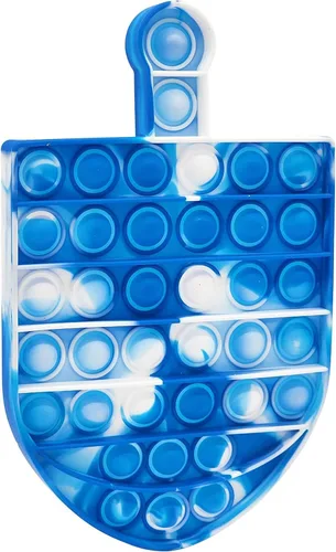 Miniatura 8 de The Dreidel Company Menorah & Dreidel Set Poppit, juguete para ansiedad pop de Dreidel Menorah Popper Set (azul y blanco, juego individual)