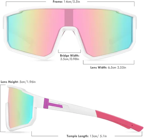 Miniatura 2 de MVPTGRS Gafas de sol deportivas para niños y niñas de 8 a 14 años, marco TR90, para béisbol, softbol, ciclismo, golf Lentes rosadas con montura
