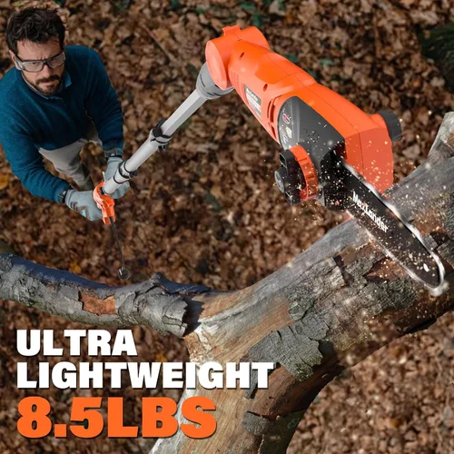 Miniatura 7 de MAXLANDER Sierra eléctrica de poste de 8 pulgadas con cable, sierras de poste de 6 amperios para recortar árboles, sierra de poste de alcance máximo