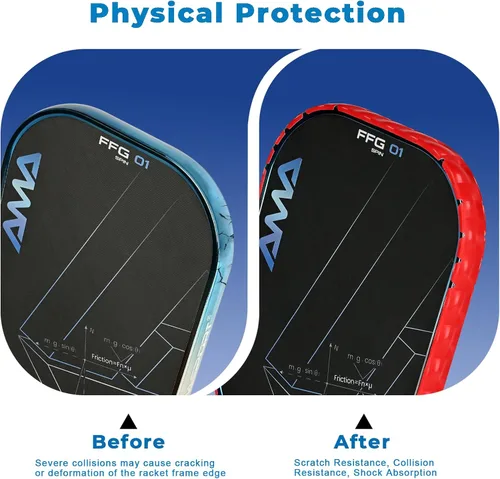 Miniatura 13 de PICKLETECH Cinta de protección de pala de pickleball – Protector de borde de cabeza de paleta – Cinta de protección de borde de raqueta ajuste gris
