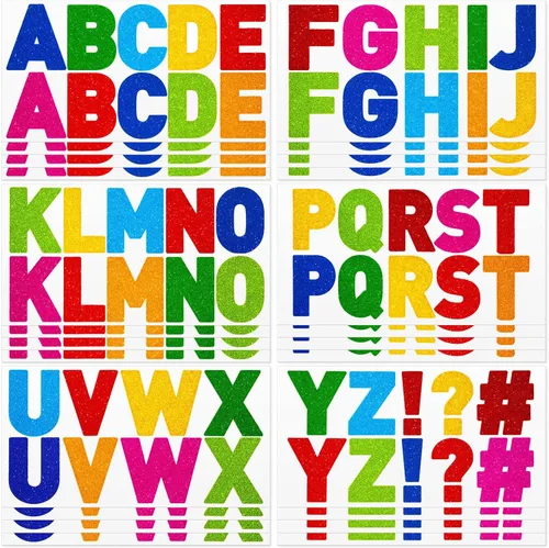 Miniatura 17 de Harloon 232 piezas de 24 hojas de letras grandes con purpurina, letras del alfabeto con letra grande, kit de letras autoadhesivas para buzón, Dorado