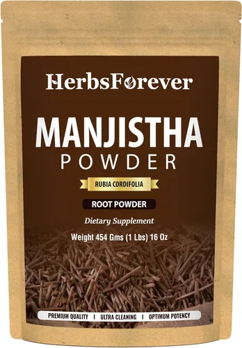 HerbsForever Polvo de manjistha - Rubia Cordifolia - Hierba para el cuidado de la piel - Apoya la desintoxicación y la purificación - Sin OMG,