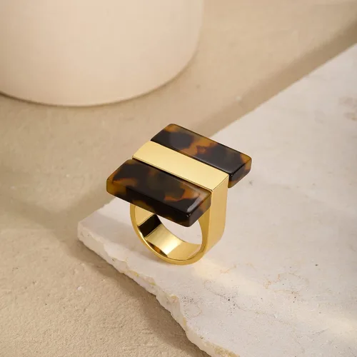 Miniatura 8 de Anillo de leopardo para mujer, joyería de leopardo, ajustable, chapado en oro, anillos acrílicos para mujer, anillo de tortuga, anillo de cóctel