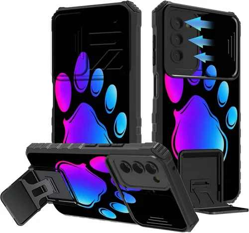 Miniatura 769 de Funda para Samsung Galaxy S22 Ultra 5G, Galaxy S22 Ultra con cubierta de cámara deslizante, funda resistente de doble capa con función atril Black