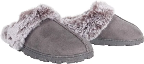 Miniatura 12 de Jessica Simpson. - Zueco de piel sintética para mujer, pantuflas cómodas y peludas para interiores con espuma viscoelástica.