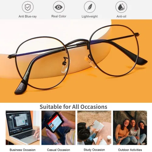 Miniatura 2 de Lentes de bloqueo de luz azul, para videojuegos, computadora, teléfono, pantalla, lentes para mujeres y hombres, ligeros, delgados, redondos, marco