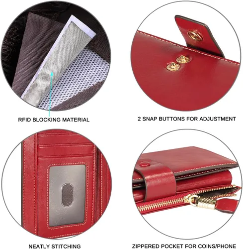 Miniatura 13 de Itslife - Cartera de piel sintética encerada para mujer con bloqueo de identificación de radio frecuencia (RFID), de gran capacidad, encerada