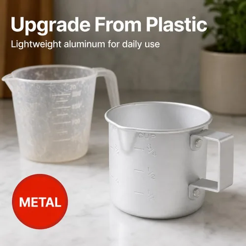 Miniatura 3 de Better Houseware Taza medidora, taza medidora de metal de 8 onzas con mango y labio de vertido para líquido con marcas de fácil lectura para cocinar