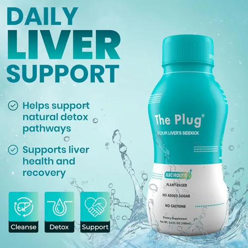 Miniatura 2 de The Plug Bebida de desintoxicación y reparación de limpieza del hígado, bebida electrolítica a base de plantas para apoyo y salud hepática, alivio