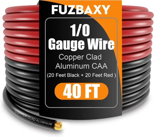 Miniatura 2 de Cable de alambre de calibre 0 de 40 pies de aluminio revestido de cobre, Cable de batería 1/0, Conectores de terminales tipo oreja, Tubo