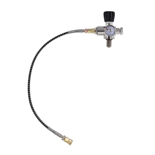 Miniatura 6 de TUXING 4500PSI/300Bar Pcp Tanque DIN Válvula Buceo Adaptador de doble calibre con manguera de 24 "tanque Paintball HPA, estación de llenado de aire