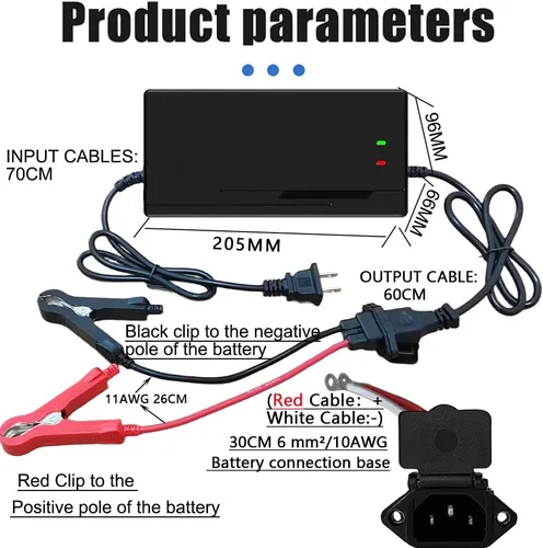 Miniatura 2 de Cargador de batería LiFePO4 de 36V/43.8V 10A para batería de fosfato de hierro de litio de 36 V (38.4 V 12 cuerdas), cargador de batería de litio
