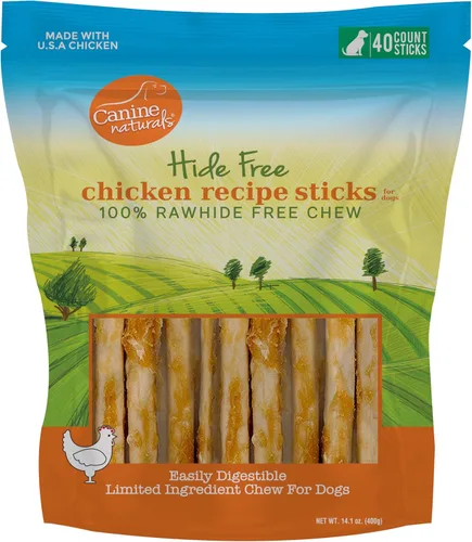 Canine Naturals Receta de Pollo para Masticación - Golosinas para Perros sin Cuero Crudo - Hecho con Pollo Criado en EE.UU. - Totalmente Natural y