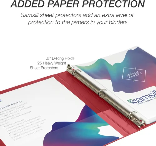 Miniatura 357 de Samsill - Carpeta duradera de 5 pulgadas, fabricada en los Estados Unidos, con anillos en D, transparente y personalizable, color blanco