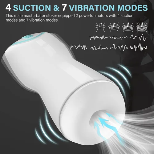Masturbador masculino automático para simulador de pene mamada con 4 modos de succión para tragar juguete sexual oral, 7 vibrantes, coño eléctrico