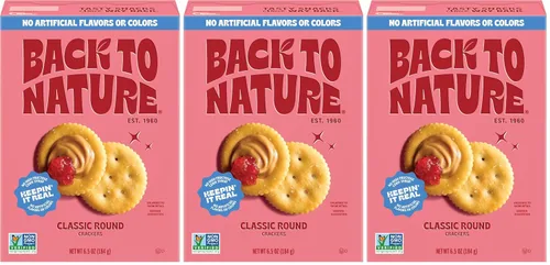Back to Nature Galletas Redondas Clásicas - Sin Lácteos, Sin OGM, Hechas con Harina de Trigo y Sal Marina, Aperitivos Deliciosos y de Calidad, 6.5