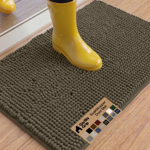 Miniatura 12 de GORILLA GRIP SOAKSTOPPER - Tapete para puerta de perro, 30 x 20 pulgadas, lavable a máquina, absorbente, captura la humedad, barro, suciedad, Negro