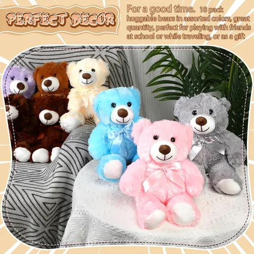 Miniatura 4 de Liliful 18 piezas de 14 pulgadas de oso de San Valentín, juguetes de peluche a granel para baby shower, oso de felpa suave, regalos para San