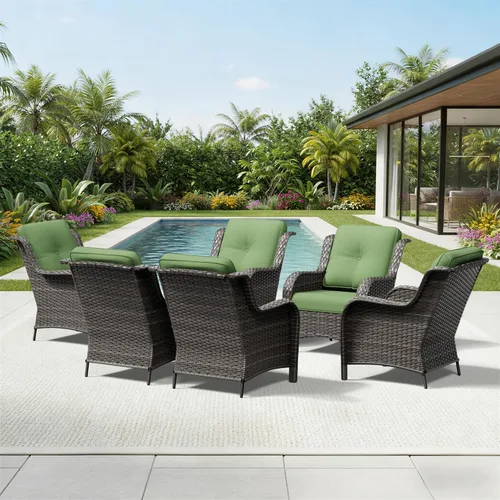 Miniatura 46 de Joyside Juego de sillas de mimbre para patio, juego de 3 piezas de mimbre para exteriores con 2 sillas reposabrazos y 1 mesa auxiliar para terraza