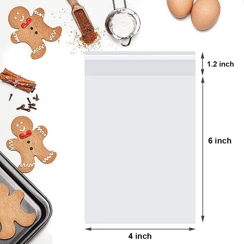 Miniatura 2 de Bolsas de celofán autosellantes de 4 x 6 pulgadas, 200 bolsas de plástico transparente autoadhesivas para galletas con sello, bolsas individuales