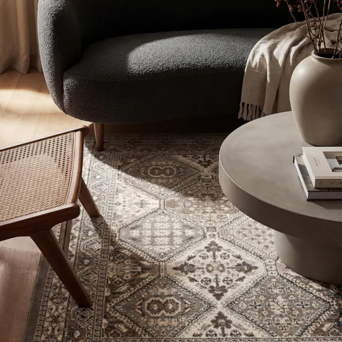 Miniatura 9 de nuLOOM Alfombra de Área Becca Tradicional con Diseño de Azulejos 2x3, Beige, Diseño Transicional Desvanecido, Resistente a las Manchas, Para