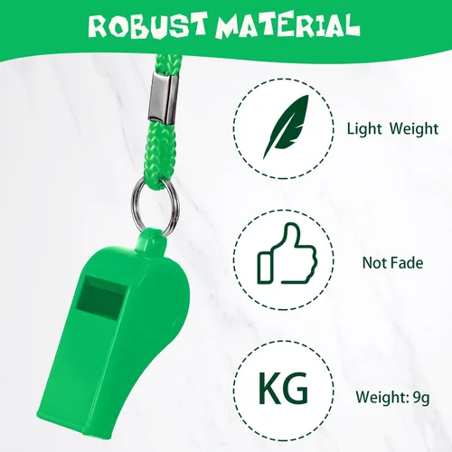 Miniatura 3 de Honoson Silbato para adultos con cordón de seguridad de plástico silbato de emergencia de supervivencia fuerte para salvavidas entrenadores Verde