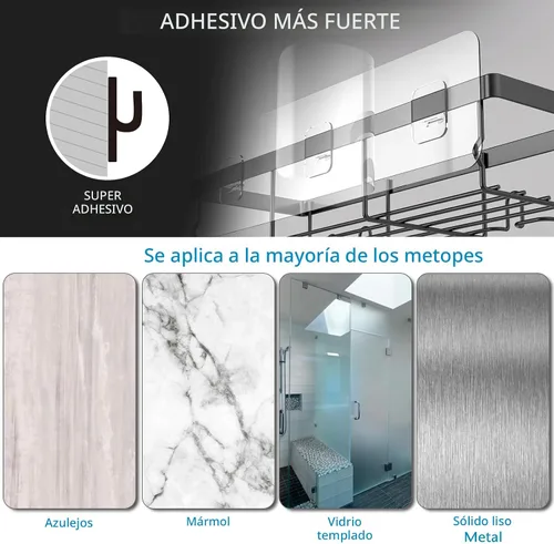 Miniatura 2 de Moforoco Estante organizador de estante para ducha, cesta autoadhesiva negra para estantes de baño, decoración interior de pared de casa de campo