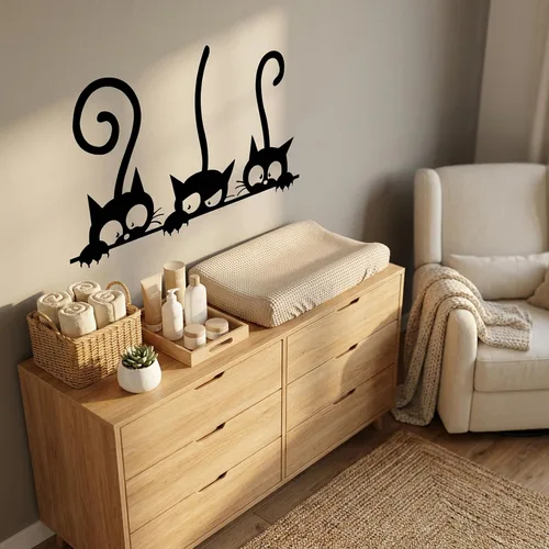 Miniatura 2 de Decaltor Calcomanía de pared de gato, calcomanía de pared de PVC impresa, decoración de pared Art Deco para el hogar y la oficina, lámina de vinilo