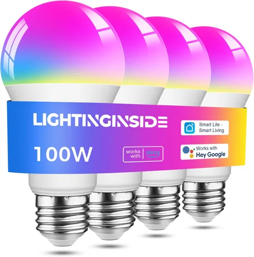 Miniatura 11 de Lightinginside - Bombillas inteligentes de 100W equiv., 1350LM 11W, bombilla inteligente que funciona con Alexa/Google Home/Smart Life, A19 E26