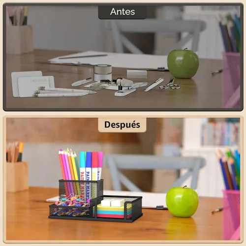 Miniatura 6 de SUPEASY Organizador de Escritorio Porta Lápices, Organizador de Suministros de Oficina con 3 Compartimentos, Accesorios de Escritorio y Negro
