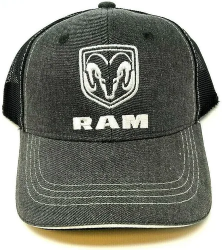 Miniatura 2 de Dodge - Gorra de malla curvada con logotipo de Ram gris oscuro y negro, Gris & Negro