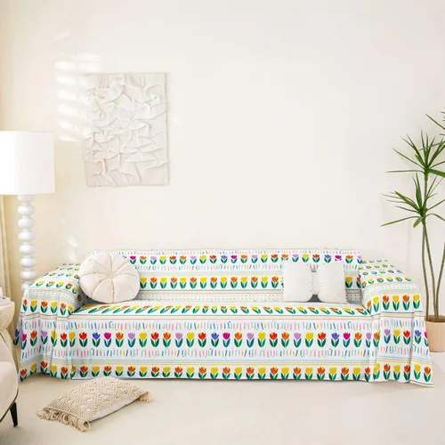 Miniatura 13 de Erosebridal Funda de sofá floral de 71 x 91 pulgadas, diseño de loto, antideslizante, acuarelas, diseño de hojas de flores azules, con pintura