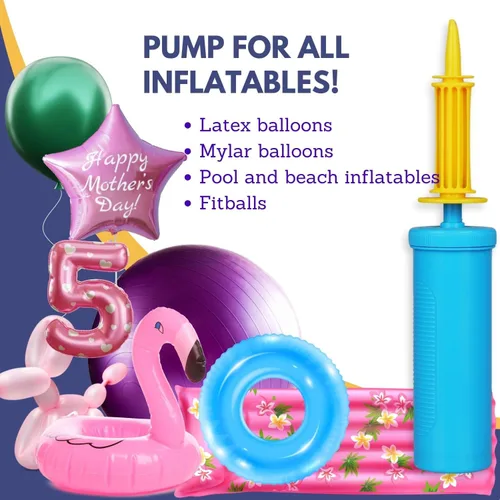 Miniatura 5 de Miliocry 2 Pack Balloon Pump Handheld Two-Way Dual Action, Hand Blower Air Pumper for Balloons, Ballon Inflator Pumping, Manual Baloon Inflators