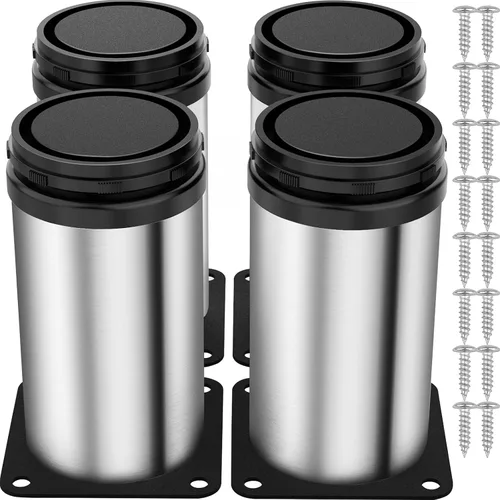 Anwenk Patas de muebles de acero inoxidable actualizadas de 4 pulgadas, patas ajustables para gabinete, patas de escritorio, patas de mesa, patas de