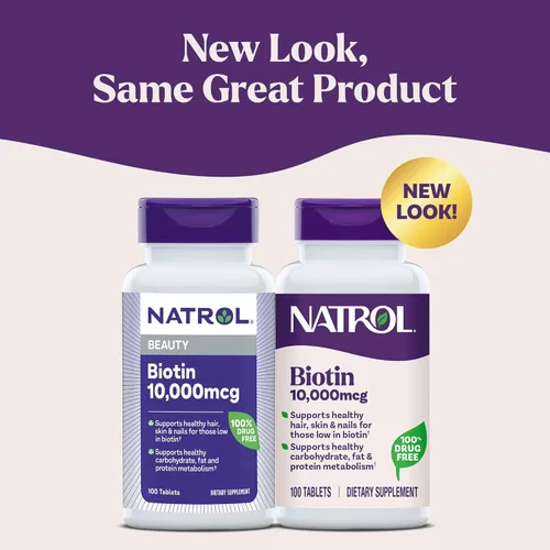 Miniatura 2 de Natrol Beauty Biotina 10,000mcg Vitaminas para la Belleza, 100 Tabletas, Suministro para 100 Días
